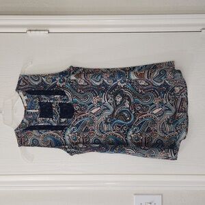 Daniel Rainn Paisley Print Lightweight Sleeveless Blouse Size S